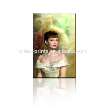 Audrey Hepburn Canvas Art/Beautiful Lady Fabric Painting/Decorative Oil Painting